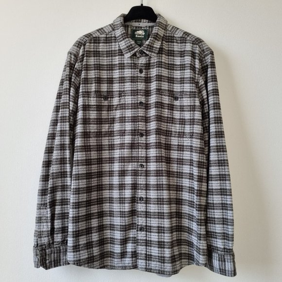 Roots Men's Brushed Cotton Plaid Long Sleeve Shirt Size XL - Picture 2 of 10